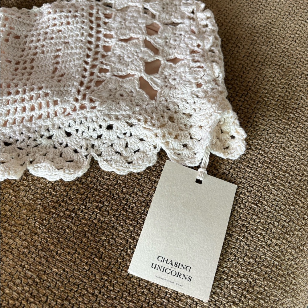 Chasing Unicorns Cream Crochet Square-Neck Crop Top - Picture 4 of 7